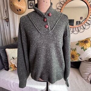 rag & bone Klark Shawl Collar Wool Blend Henley Army Green Sweater S/P